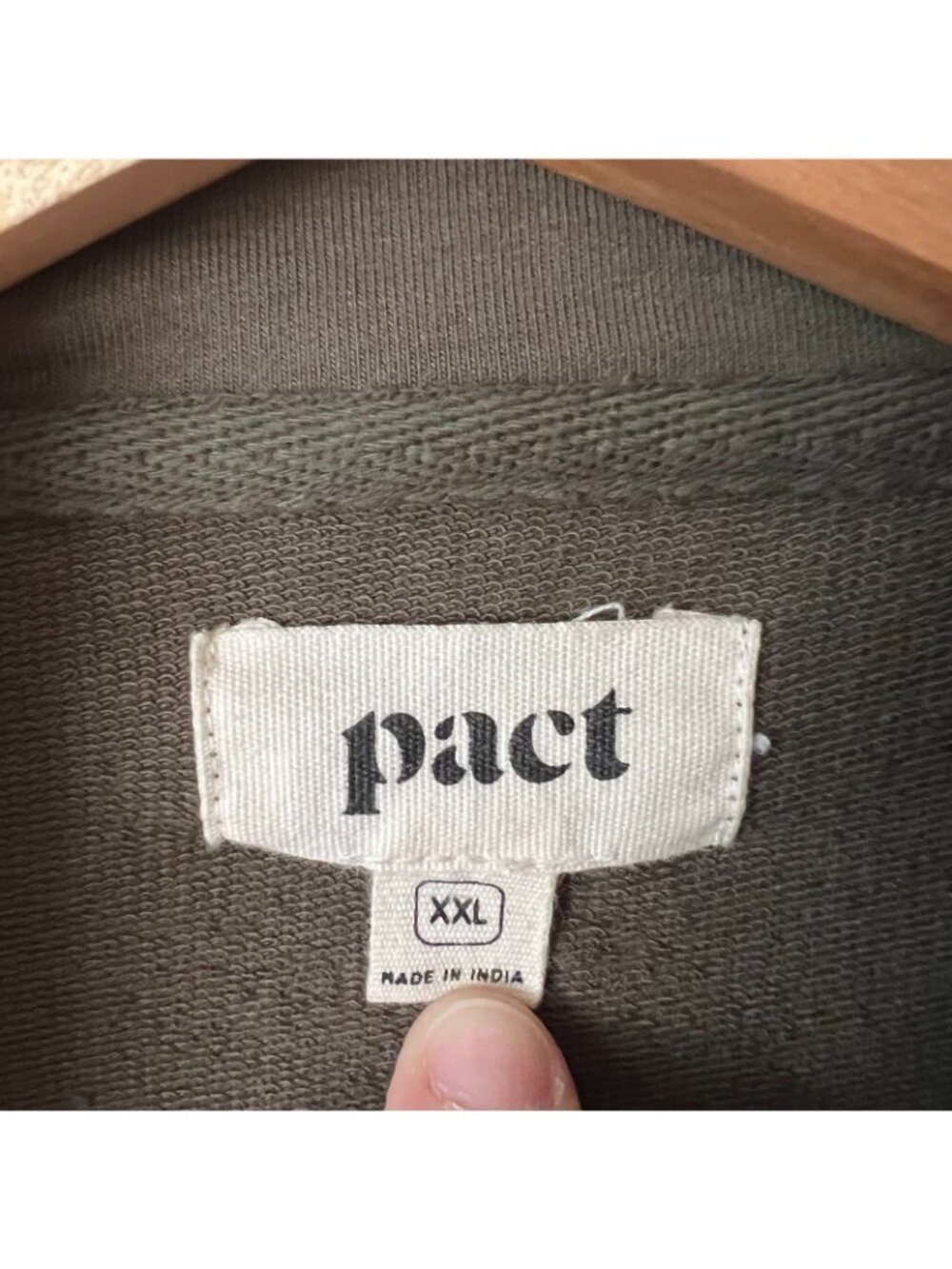Pact Organic Cotton Studio Quarter Zip Pullover Sweatshirt Green Women's Size 2X - Picture 4 of 8